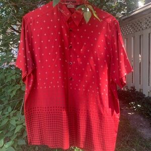 Axist Men's Red Patterned Dress Silk Shirt
